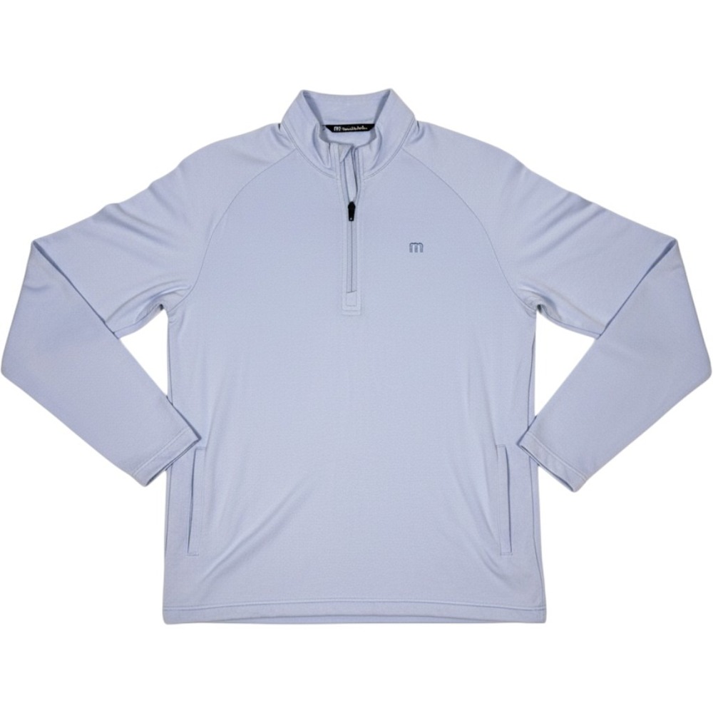 TravisMathew Mens Light Blue Quarter Zip Pullover Golf Sweater Size Small